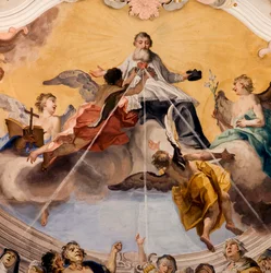 Fresko, Abtei Novacella, Brixen, Trentino-Südtirol, Italien